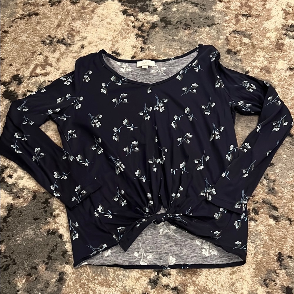 Floral Navy Long Sleeve Top